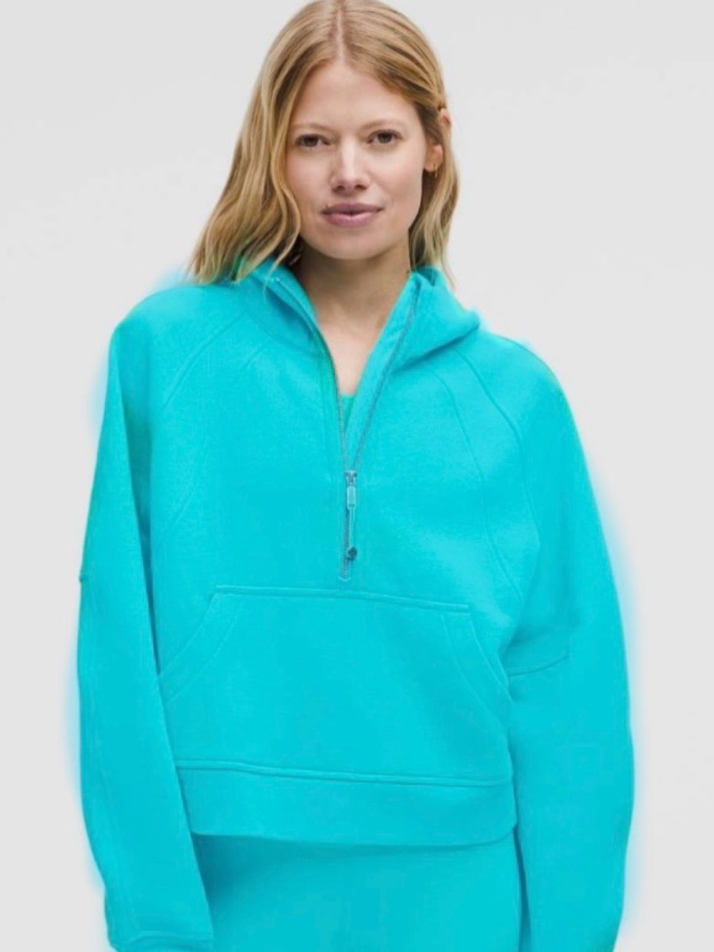 Lululemon Women's Aqua Half-Zip Hooded Pullover